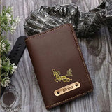 Unisex PU card holder, 4 compartments, customizable with name charm, free size (11cm x 8cm), made in India