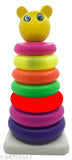 Multicolor plastic stacking rings set for newborns, ideal for sensory and visual development, Indian-made baby toy