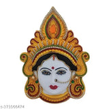 Green polyfibre Mahalakshmi face figurine, Indian goddess of wealth and prosperity for home or office decoration
