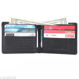 Black genuine leather men's wallet, 9 card slots, sleek design, RFID protection