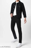 Black cotton men's regular jeans by Comfy Top of the World, affordable and slim mid-rise style