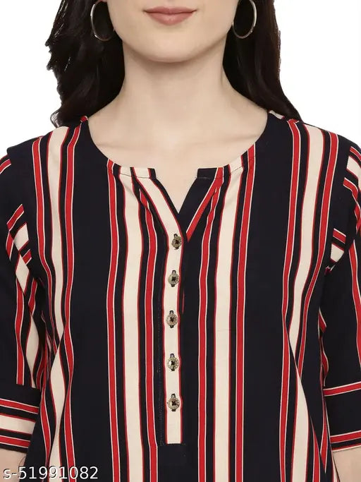Rayon printed tunic, three-quarter sleeves, women's fashion top - Indian origin