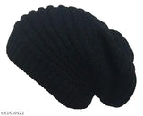 Woolen beanie cap, solid pattern in men's size M. Keeps you warm in cold temperatures - Indian-made winter wear