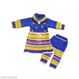 Vibrant striped wool winter sweater for newborns, showcasing playful fruit prints