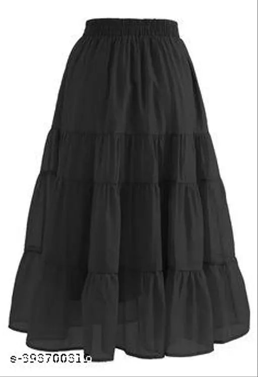 Black rayon solid net 36-inch length garment, women's fashion apparel made in India