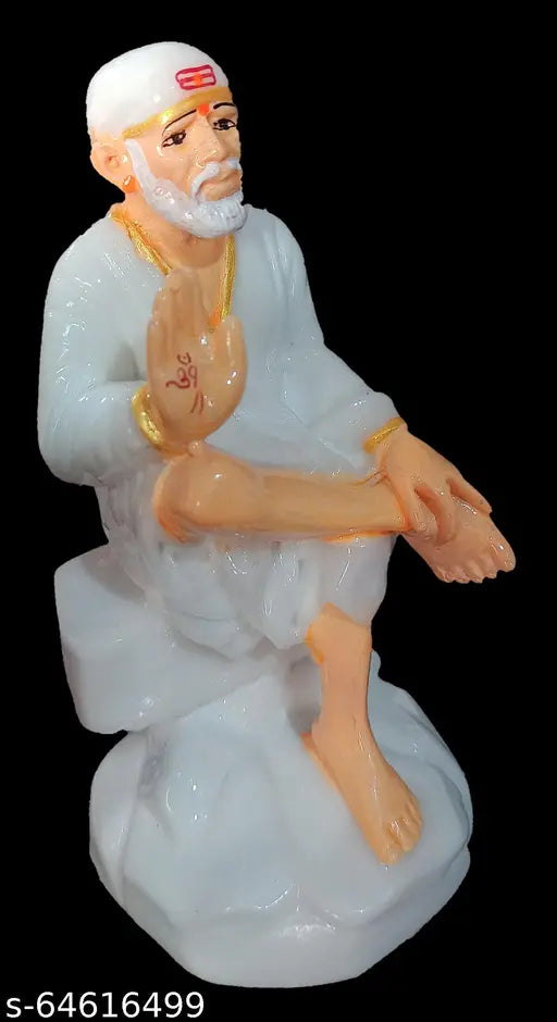 Poly Resin Sai Amrut AShirwad Hand Saibaba Indian God Idol, 2"x4.5"x2", for home or temple use