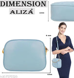 Blue Faux Leather Travel Sling Bag - Trendy, spacious, and elegant slingbag featuring a cloud shape design, perfect for casual women's trips
