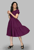 Stylish rayon party dress, solid net pattern, short sleeves, perfect for any occasion