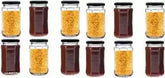 Glass pickle jar, microsafe, round shape set, pack of 12, 13"x18"x12", airtight red plastic cap, Indian-made