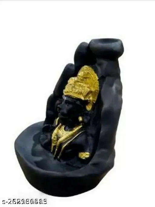 Black Polyresin Antique Hanuman Idol with Incense Holder, Handcrafted Indian Decorative Showpiece for Peaceful Home