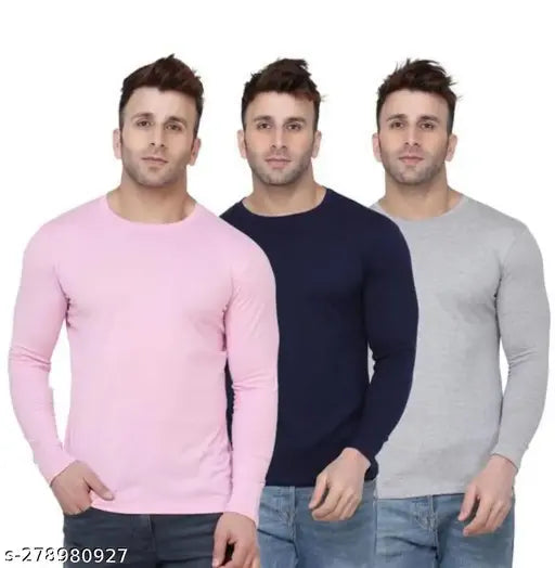 Stylish nylon long sleeves solid t-shirt, mens fit, India-origin