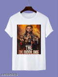 New Roman Ring Design Round Neck White T-Shirt for Boys - Polyester, short sleeves, printed net pattern, boys' apparel from India