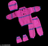 Wool unisex sweater set, printed net design for infants (0-12 months), made in India