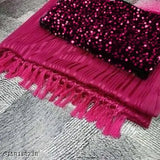 Trendy multi-color Georgette & velvet striped blouse sari with sequence pattern, free size (length: 5.2m/17ft, blouse length: 0.8m/32in), India origin