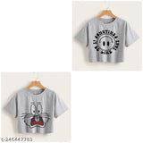 Premium cotton-blend short-sleeve women's t-shirts, printed with stylish design, available in sizes S, M, L, XL. Made in India