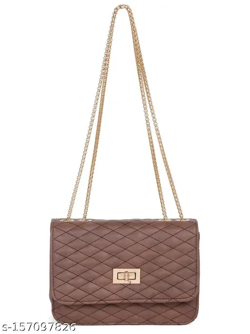 Faux leather cross body bag for girls and women, textured net design, free size (L:9in x W:3in x H:6in)