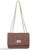 Faux leather cross body bag for girls and women, textured net design, free size (L:9in x W:3in x H:6in)