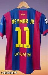 Neymar Jr FC Barcelona Home Retro Jersey, polyester short-sleeved men's jersey with printed net pattern, size XXL (Chest Size: 44 in, Length Size: 30 in), made in India