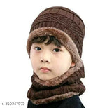 Multicolor woolen Topa neck set, fully fur-lined and warm for kids - girls and boys
