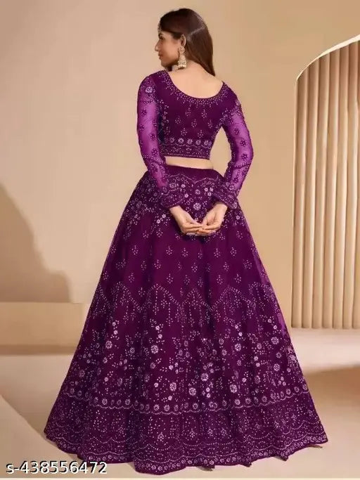 High-quality embroidered lehenga choli set for women, free size, Indian ethnic wear for parties and weddings