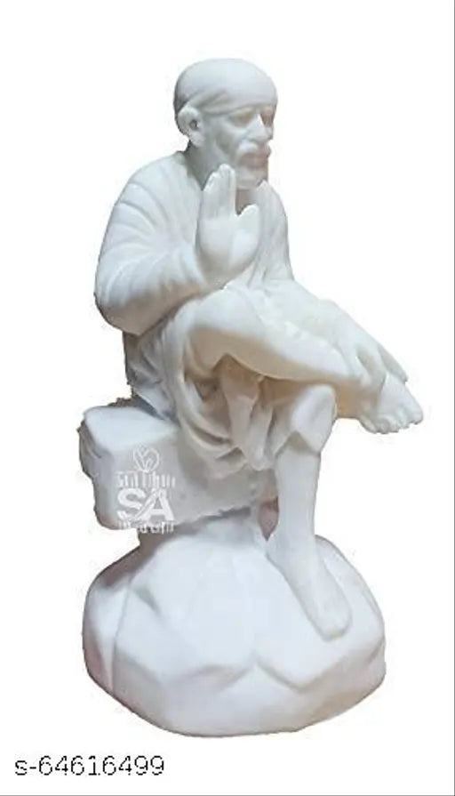 Poly Resin Sai Amrut AShirwad Hand Saibaba idol, 2"x2"x4.5", Indian-made God statue for home or temple