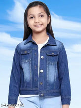 Dark denim long sleeve jacket for kids, dyed/washed design, Indian origin