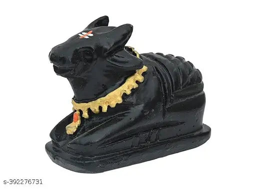 Black brass Shiv combo: Nandi and Trishul, finely finished, elegant design, L1.5cm x B3cm x H5.5cm