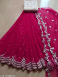 Embroidered silk and net Lahenga, semi-stitched with dupatta, Indian embroidery work for beautiful wardrobe