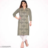 Stylish wool a-line kurtis for Winter22, printed combo, three-quarter sleeves. Woolen, low price, India origin