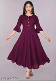 Purple rayon anar kali kurti, classic Indian women's fashion for long-time trendy dressing