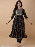 Rayon Nayra Cut Kurti set, printed combo, three-quarter sleeves, Indian ethnic wear for women XS-7XL
