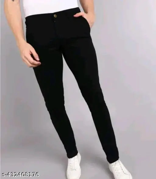 Attractive Men's black denim jeans, regular fit, versatile and chic for everyday comfort