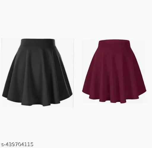 Cotton blend skater skirt combo for women, premium lycra blend fabric, various sizes and colors as shown