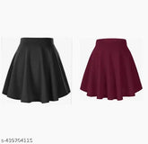 Cotton blend skater skirt combo for women, premium lycra blend fabric, various sizes and colors as shown