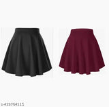 Cotton blend skater skirt combo for women, premium lycra blend fabric, various sizes and colors as shown