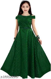 Sleeveless ethnic gown, solid net, 6-14 years sizes, Indian handcrafted Cutiepie Classy Girls dress
