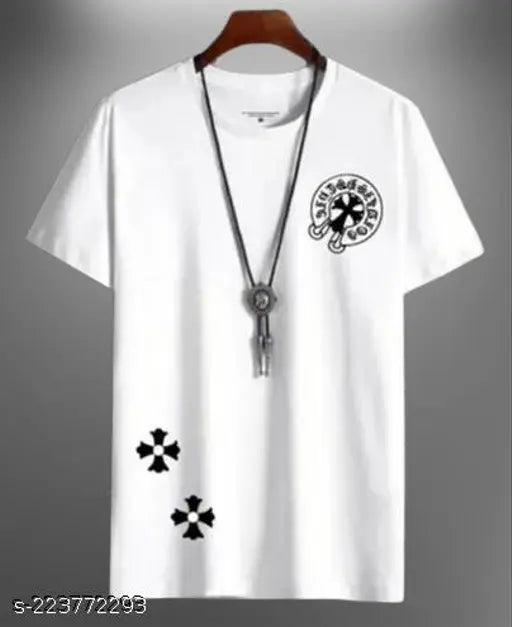 Best-selling polyester printed half sleeves t-shirt for men (M), vibrant graphic design, summer-autumn ready, high-quality eco-friendly fabric