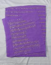 Lavender georgette saree with embellished blouse, 5.5m length from India