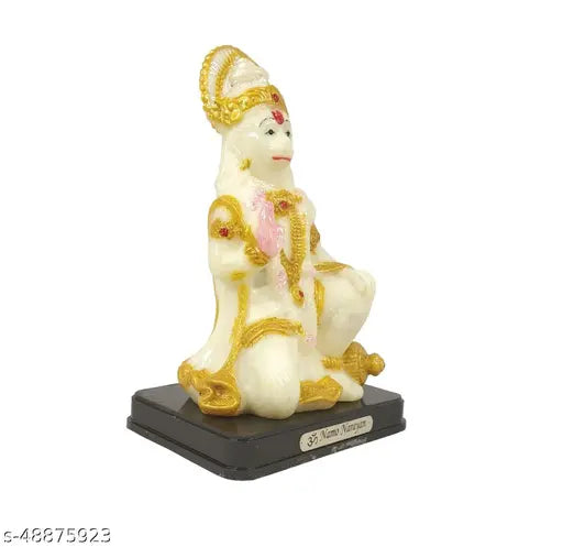 Radium, resin Uniqon Shree Lord Hanuman Ji Sitting Position idol (15.5 cm height) - Indian religious art for home, temple, or office