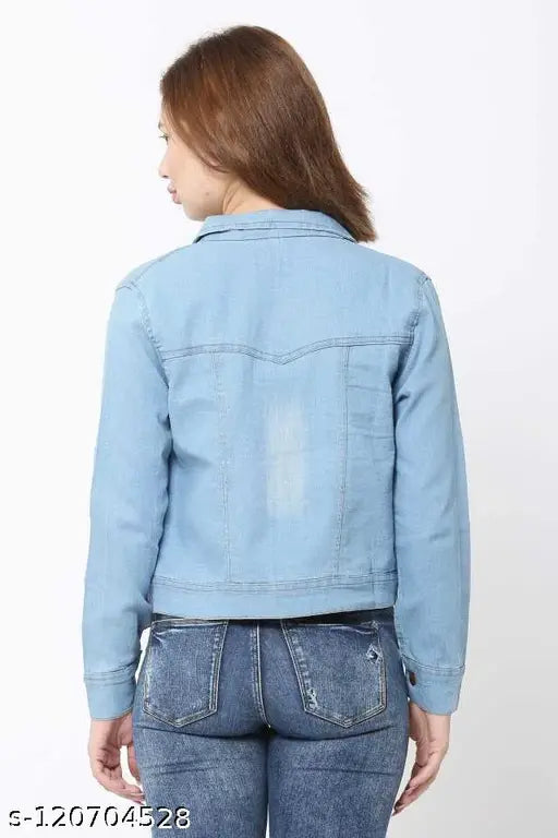 Long-sleeved embroidered net denim jacket for women, S - XL sizes, versatile style for various occasions, made in India