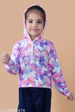 Butterfly Adventure cotton blend girls hoodie, vibrant print, cozy & stylish