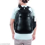 Graceful PU leather casual backpack, 35L, ideal for school, college, or travel - water-resistant design