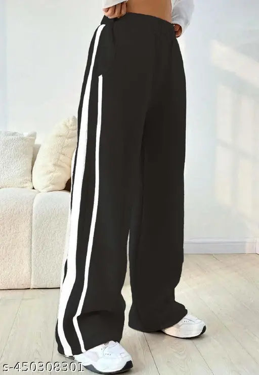 Loose cotton blend bellbottom trousers for women and girls, solid-colored western wear casual funky pants, best quality - India origin