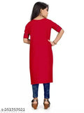 Modern cotton kurti combo for girls, self-design net pattern, 2 pieces, long sleeves, sizes range from 6-15 years
