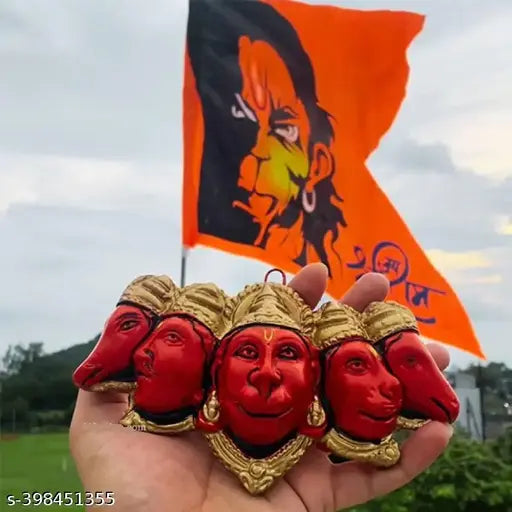Panchmukhi Hanuman resin statue, five-face Lord Hanuman idol for pooja or home decor, symbolizing strength and positivity (10cm x 10cm x 10cm, 150gms). Perfect gift for devotees or special occasions