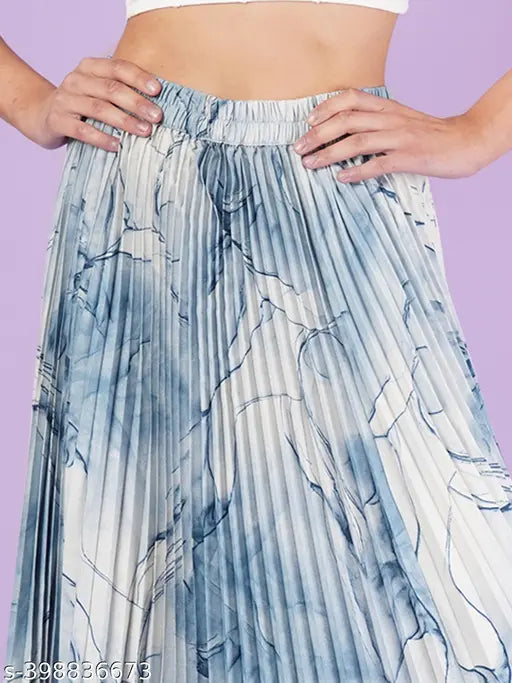 Marble crepe printed A-line skirt, effortless elegance for any occasion