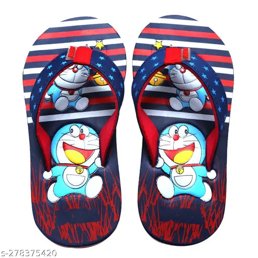 Doraemon-printed EVA slippers for kids, casual style and wide straps for comfort in various sizes (2.5-12 years) - Made in India