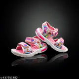 Chic baby pink patent leather sandals with EVA sole, featuring printed net design and secure velcro fastening, ideal for trendy kids aged 2-14 years