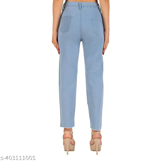 Trendy fringed denim skinny mid-rise jeans for women and girls, Indian origin