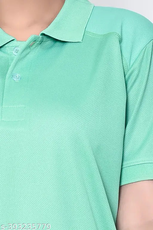 Polyester Women's Casual Polo T-shirt in Solid Pattern, Half Sleeve, suitable for any occasion